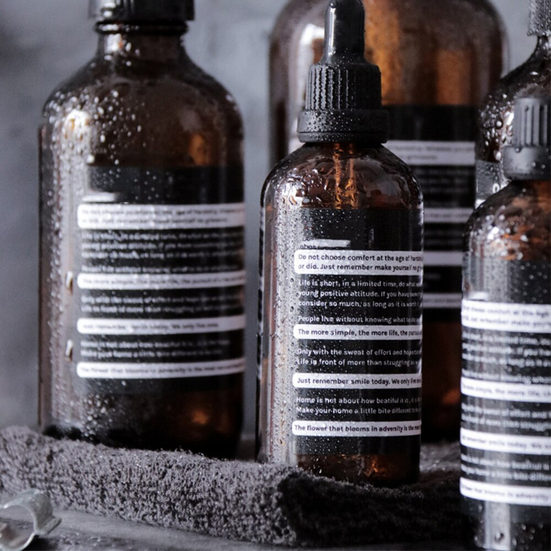 Кафява стъклена бутилка за съхранение 100 ml празна бутилка с капкомер за етерично масло 250 ml 500 ml дозатор за сапун за баня за шампоан душ гел