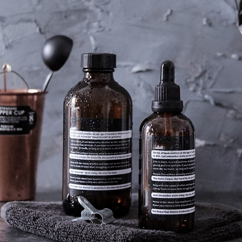 Кафява стъклена бутилка за съхранение 100 ml празна бутилка с капкомер за етерично масло 250 ml 500 ml дозатор за сапун за баня за шампоан душ гел