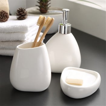 Εξάρτημα πλύσης μπάνιου Nordic White Ceramic Dispenser Bottle Mouthwash Cup Dish Posh Posh Toothbrush Cup Part Home Washing