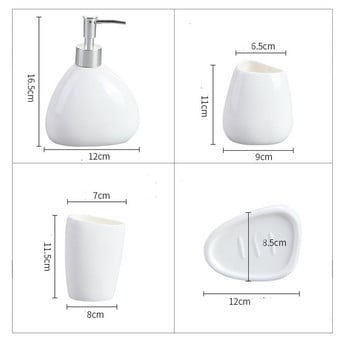Εξάρτημα πλύσης μπάνιου Nordic White Ceramic Dispenser Bottle Mouthwash Cup Dish Posh Posh Toothbrush Cup Part Home Washing
