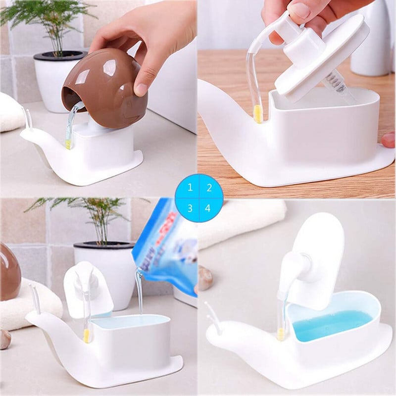 Dozator de săpun lichid reîncărcat cu melc, 120 ml, portabil pentru curățarea feței, sticla goală, șampon, gel de duș, sticla pentru spălarea mâinilor pentru copii