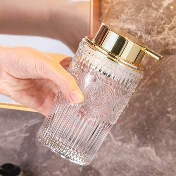 Релефна занаятчийска стъклена бутилка за сапун за ръце Nordic Modern Golden Stroke Mousse Bubbler Bottles Аксесоари за декорация на баня