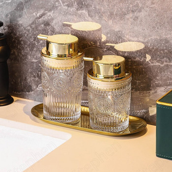 Relief Craft, γυάλινο μπουκάλι σαπουνιού χεριών Nordic Modern Golden Stroke Mousse Bubbler Μπουκάλια Διακόσμηση μπάνιου