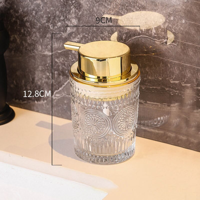 Релефна занаятчийска стъклена бутилка за сапун за ръце Nordic Modern Golden Stroke Mousse Bubbler Bottles Аксесоари за декорация на баня