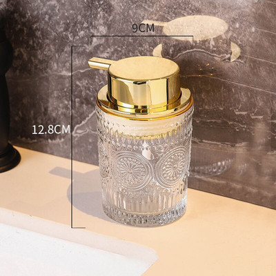 Релефна занаятчийска стъклена бутилка за сапун за ръце Nordic Modern Golden Stroke Mousse Bubbler Bottles Аксесоари за декорация на баня