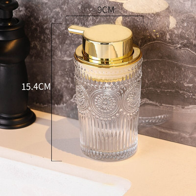 Релефна занаятчийска стъклена бутилка за сапун за ръце Nordic Modern Golden Stroke Mousse Bubbler Bottles Аксесоари за декорация на баня