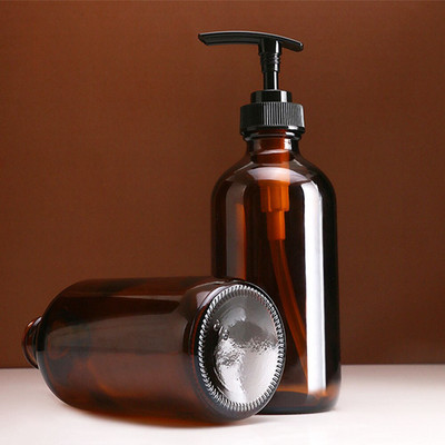 Dozator de săpun din sticlă maro 240ml 480ml Sticla de livrare pentru baie pentru șampon Gel de duș Balsam de păr Flacon cu pompă de apăsare simplă