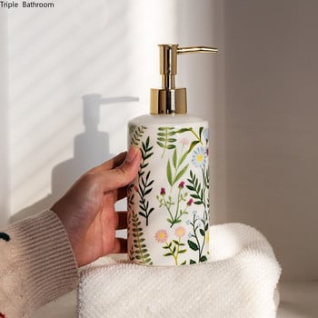 1 τεμ 430ml Υγρό Σαμπουάν Κεραμικά Μπουκάλι American Style Flower Pattern Home Lotion Bottle Dispenser Προμήθειες μπάνιου ξενοδοχείου