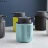 Вертикални линии Декор Керамичен преносим дозатор за сапун Бутилка за шампоан 320 мл дозатор за сапун Бутилка с помпа Аксесоари за баня Модерни