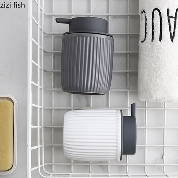 Vertical Lines Decor Ceramic Portable Soap Dispenser Bottle Shampoo 320ml Soap Dispenser Pump Bottle Αξεσουάρ μπάνιου Μοντέρνο