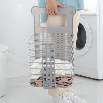 Сгъваема кошница за мръсни дрехи Без дупки, окачена на стена кошница за съхранение на мръсни дрехи Многофункционална домашна баня за съхранение