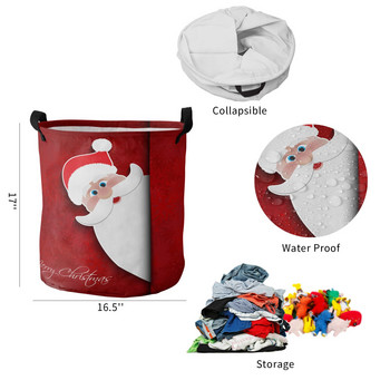 Дядо Коледа Коледа Кошница за мръсно пране Сгъваема кръгла водоустойчива кошница за домашен органайзер Облекло Кошница за съхранение на детски играчки