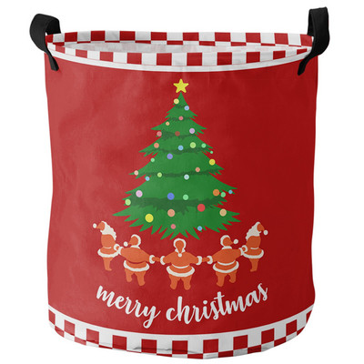 Kalėdų Senelio kalėdinis nešvarių skalbinių krepšelis Sulankstomas apvalus vandeniui atsparus namų organizatorius krepšelis Drabužiai Vaikų žaislų laikymo krepšelis