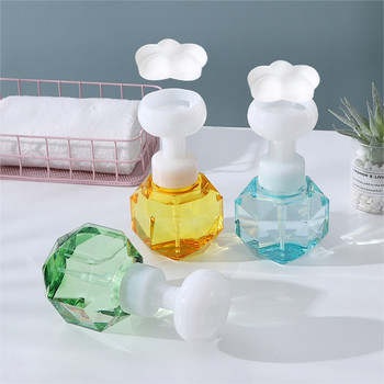 Διανομέας υγρού σαπουνιού Flower Shape Foam Foaming Pump Empty Bottle Plastic Clear Shower Gel Hand Desitizer Foam Bottle 300ml