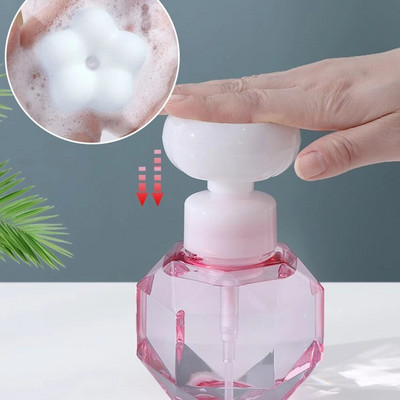 300ml Διανομέας υγρού σαπουνιού Flower Shape Foam Foaming Pump Empty Bottle Πλαστικό διαφανές μπουκάλι αφρόλουτρο αφρός μπουκάλι αντλίας
