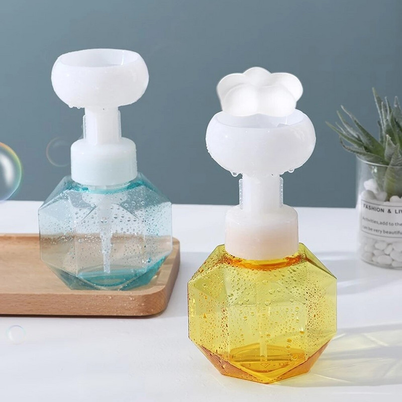 300ml Διανομέας υγρού σαπουνιού Flower Shape Foam Foaming Pump Empty Bottle Πλαστικό διαφανές μπουκάλι αφρόλουτρο αφρός μπουκάλι αντλίας