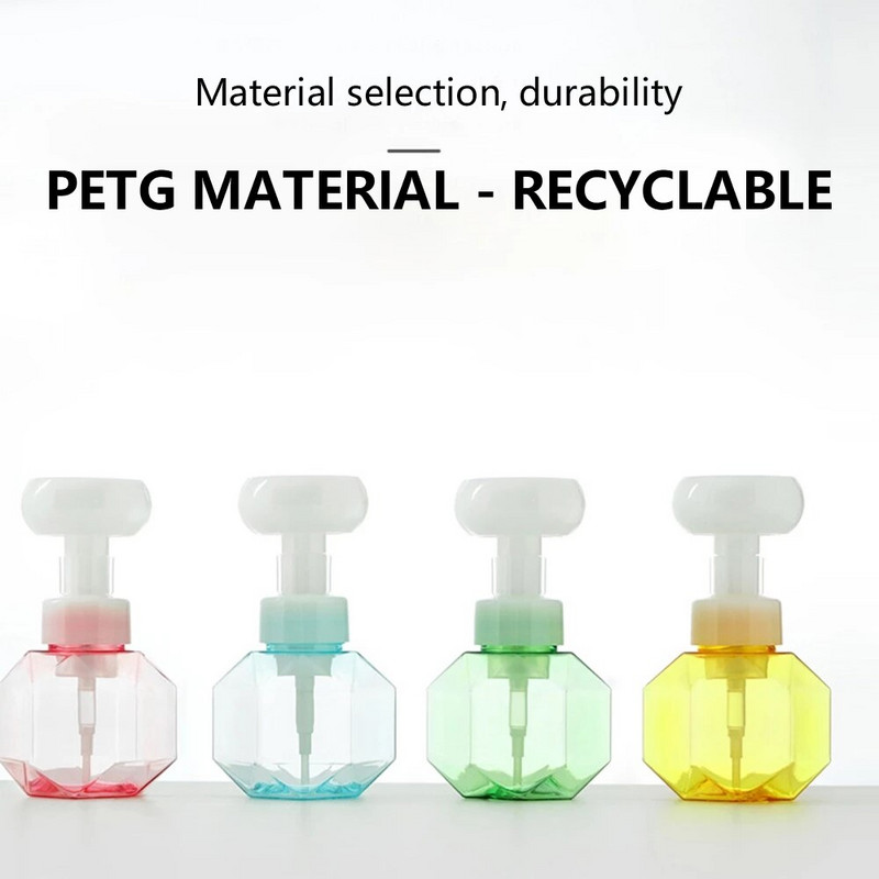 300ml Διανομέας υγρού σαπουνιού Flower Shape Foam Foaming Pump Empty Bottle Πλαστικό διαφανές μπουκάλι αφρόλουτρο αφρός μπουκάλι αντλίας