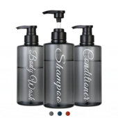 3 vonios muilo dozatorių rinkinys su iš anksto atspausdintu šampūno kondicionieriumi kūno prausimo laiškais su plastikiniu siurblio buteliuko dušo dozatoriumi