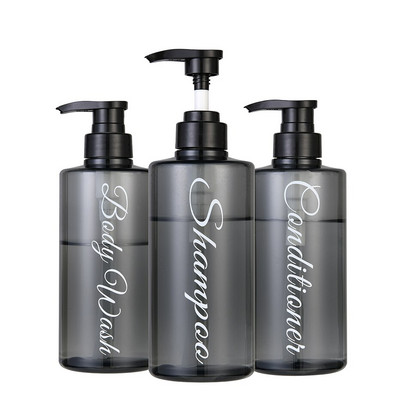 3 vonios muilo dozatorių rinkinys su iš anksto atspausdintu šampūno kondicionieriumi kūno prausimo laiškais su plastikiniu siurblio buteliuko dušo dozatoriumi