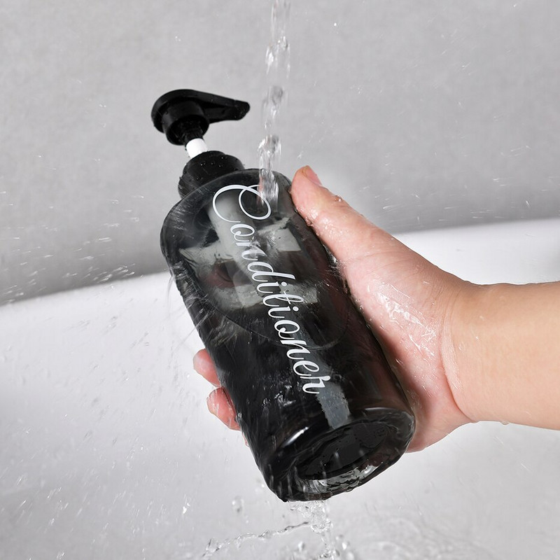 3 vonios muilo dozatorių rinkinys su iš anksto atspausdintu šampūno kondicionieriumi kūno prausimo laiškais su plastikiniu siurblio buteliuko dušo dozatoriumi