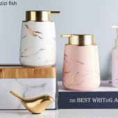 Golden Imitate márvány kerámia lotion palack nyomós típusú hordozható szappanadagoló sampon flakon tusfürdő tégely Fürdőszoba kellékek