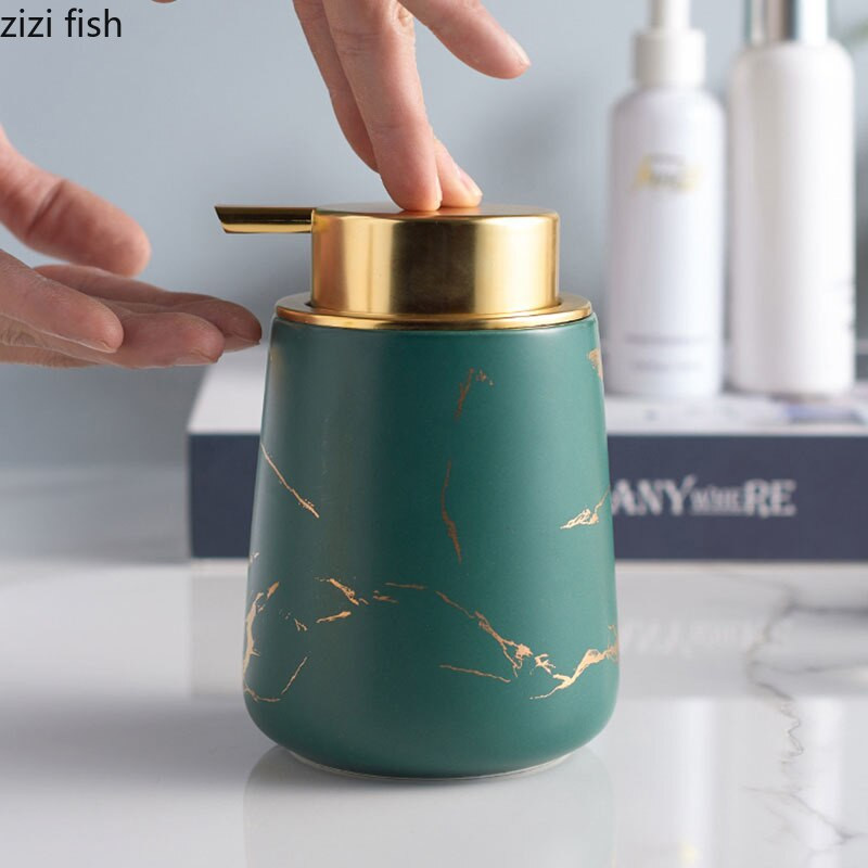 Golden Imitate márvány kerámia lotion palack nyomós típusú hordozható szappanadagoló sampon flakon tusfürdő tégely Fürdőszoba kellékek