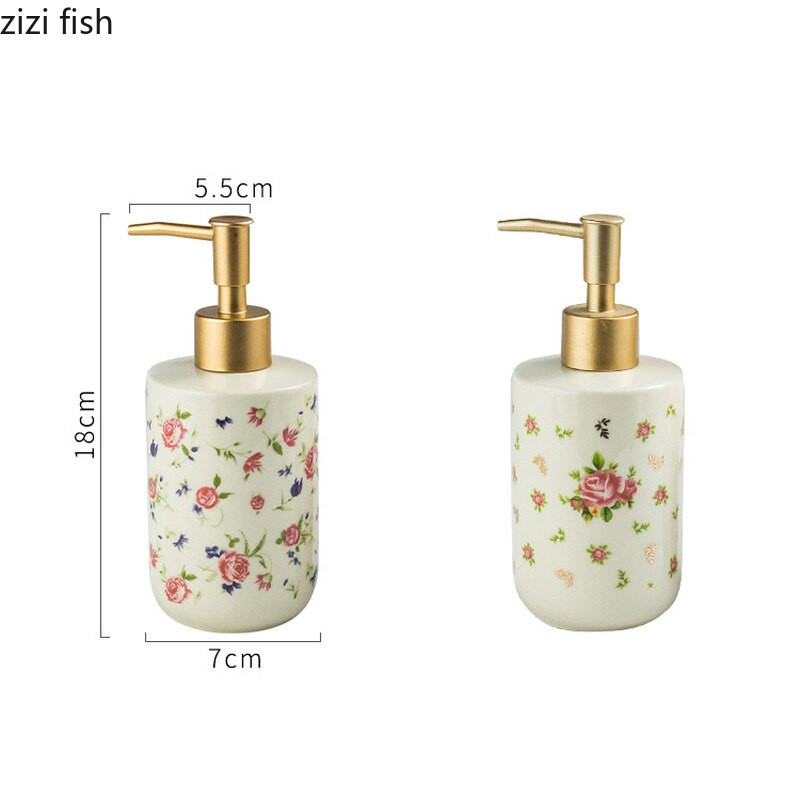 Amerikos retro rožinio rašto keraminio muilo dozatoriaus vonios kambario šampūnas drėgmės išpilstymas buitiniam stumiamojo tipo muilo dozatoriaus dekorui