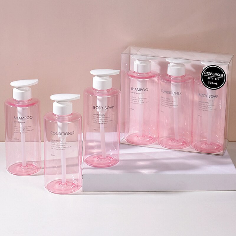 Fürdőszoba samponos flakon készlet préselhető cseretej tusfürdő töltőpalack kültéri utazási eszközökhöz 300ml/500ml