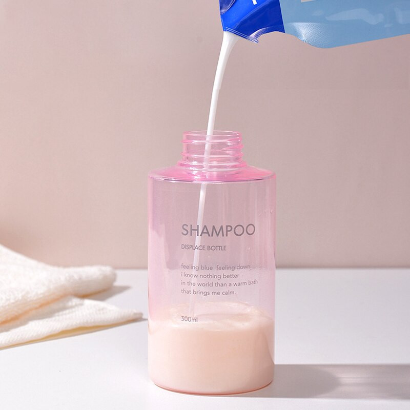 Fürdőszoba samponos flakon készlet préselhető cseretej tusfürdő töltőpalack kültéri utazási eszközökhöz 300ml/500ml