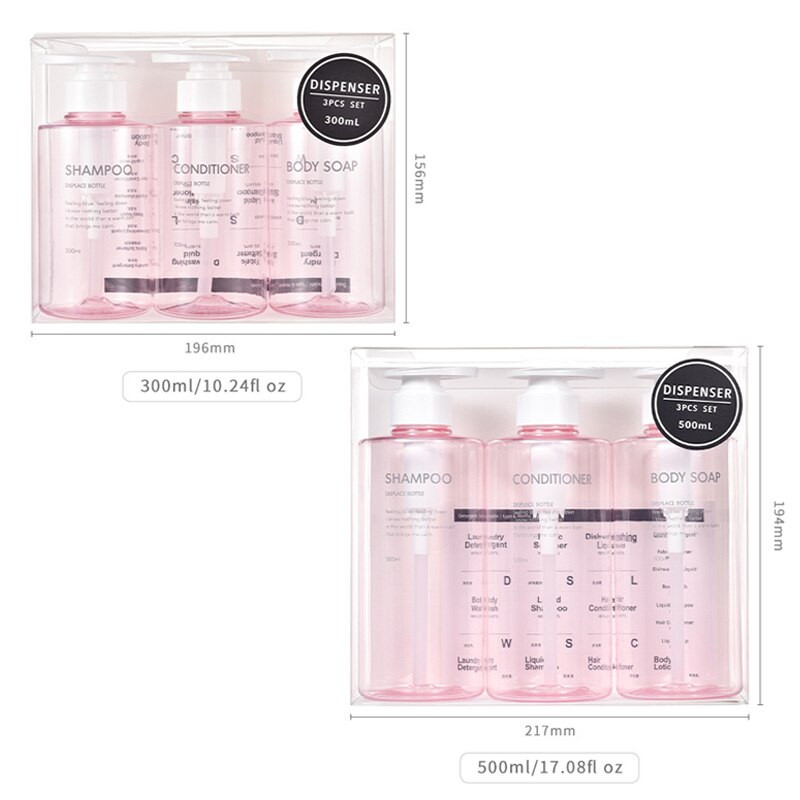 Fürdőszoba samponos flakon készlet préselhető cseretej tusfürdő töltőpalack kültéri utazási eszközökhöz 300ml/500ml