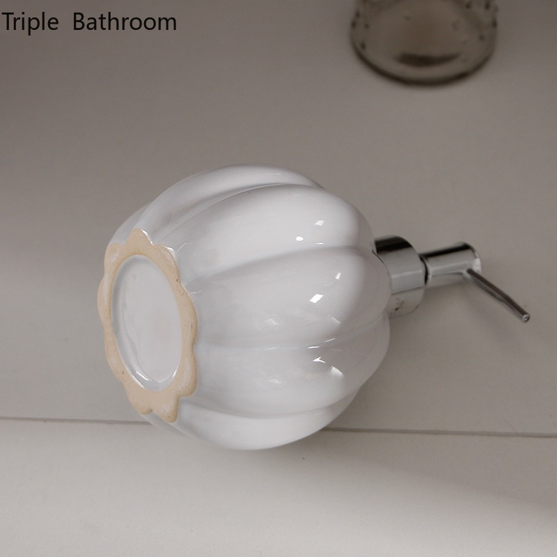 Керамичен дозатор за течен сапун с форма на бяла тиква Пътуване Многофункционални аксесоари за баня Бутилка с лосион за шампоан за баня 400 ml