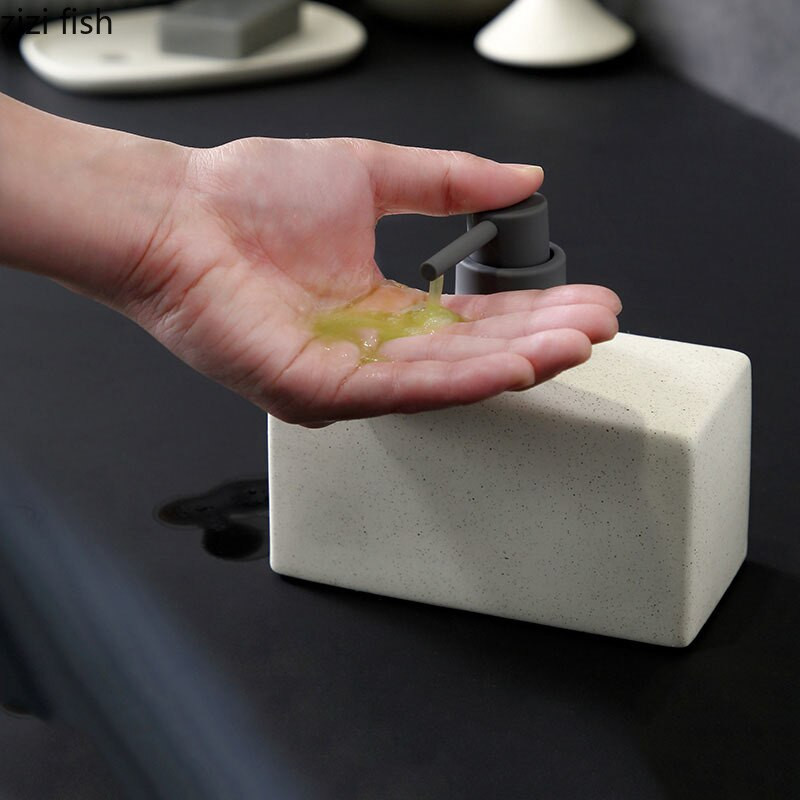 Paprastas stačiakampis keraminis nešiojamas muilo dozatorius šampūno buteliukas rankų dezinfekavimo indelis vonios kambario priedai 500 ml losjono buteliukas