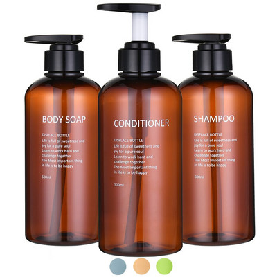 Refillable Shampoo Conditioner Body Wash Dispenser Σετ τυπωμένο μπουκάλι σαπουνιού μπάνιου Dispenser Σετ ντους Pump Dispenser Shampoo