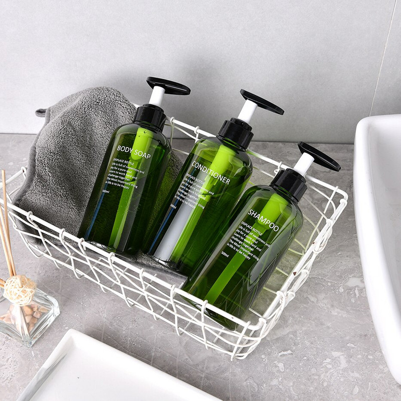 Daugkartinio užpildymo šampūno kondicionieriaus kūno prausimosi dozatoriaus rinkinys spausdintas vonios kambario muilo buteliuko dozatorius dušo rinkinys pompos šampūno dozatorius