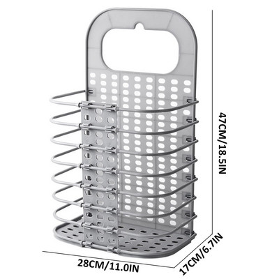 Falra szerelhető szennyeskosár Összehajtható műanyag szennyeskosár Összecsukható akasztós kosár Hordozható, nagy kapacitású, piszkos