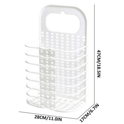 Falra szerelhető szennyeskosár Összehajtható műanyag szennyeskosár Összecsukható akasztós kosár Hordozható, nagy kapacitású, piszkos