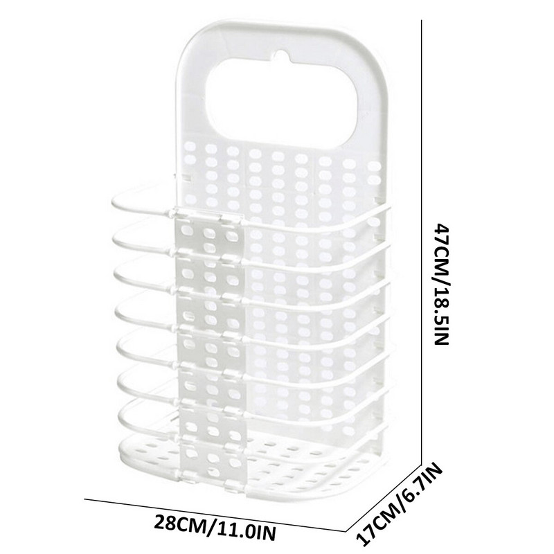 Falra szerelhető szennyeskosár Összehajtható műanyag szennyeskosár Összecsukható akasztós kosár Hordozható, nagy kapacitású, piszkos