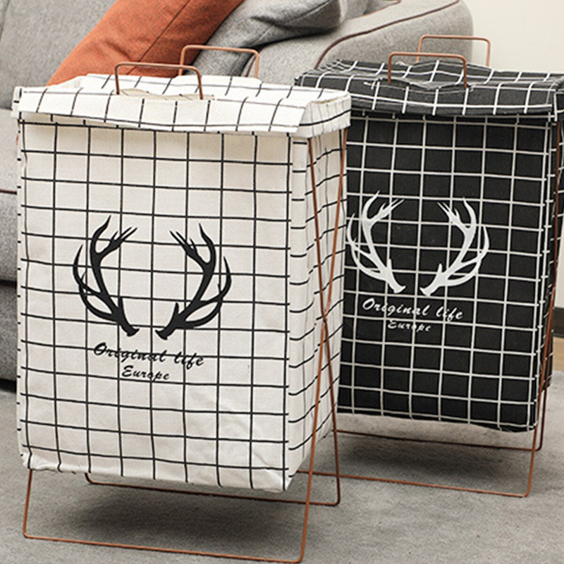 Skalbinių krepšelis Nešvarus audinys trukdo didelės talpos Šiaurės šalių minimalistinių drabužių žaislų laikymo dėžutė su dangteliu, daugiafunkcė, atspari vandeniui
