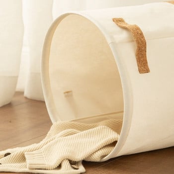 Кошница за съхранение на тъкани в японски стил Ins Кошница за мръсни дрехи за бельо с дръжки Сгъваема кофа за съхранение Пране