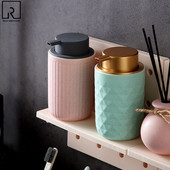 Керамични бутилки за баня Буркани с шампоан Балсам за коса Дозатори за течен сапун Стъклен празен контейнер Помпа Преса Аксесоари за баня