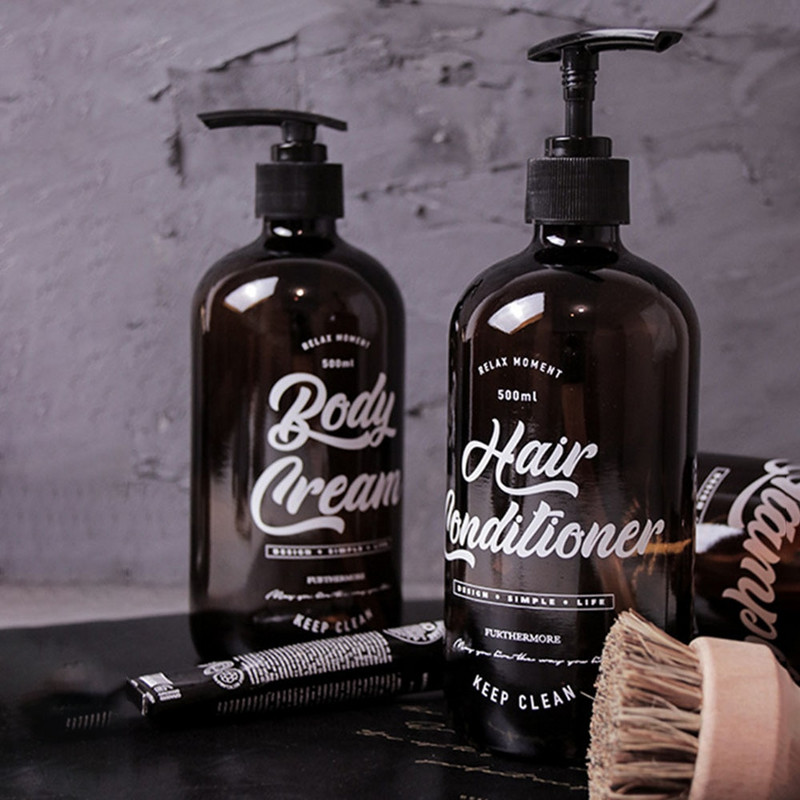 500 ml-es Boston Glass samponos flakonok egyszerű barna kézmosó testápoló krém tároló flakon Nordic Bath hajbalzsam alpalack