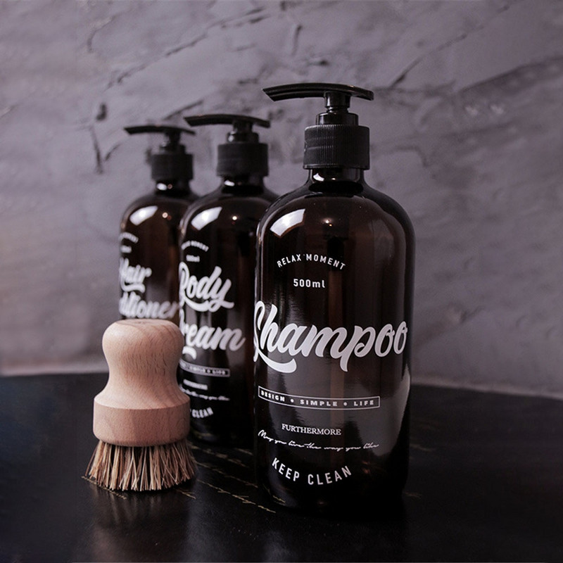 500 ml-es Boston Glass samponos flakonok egyszerű barna kézmosó testápoló krém tároló flakon Nordic Bath hajbalzsam alpalack