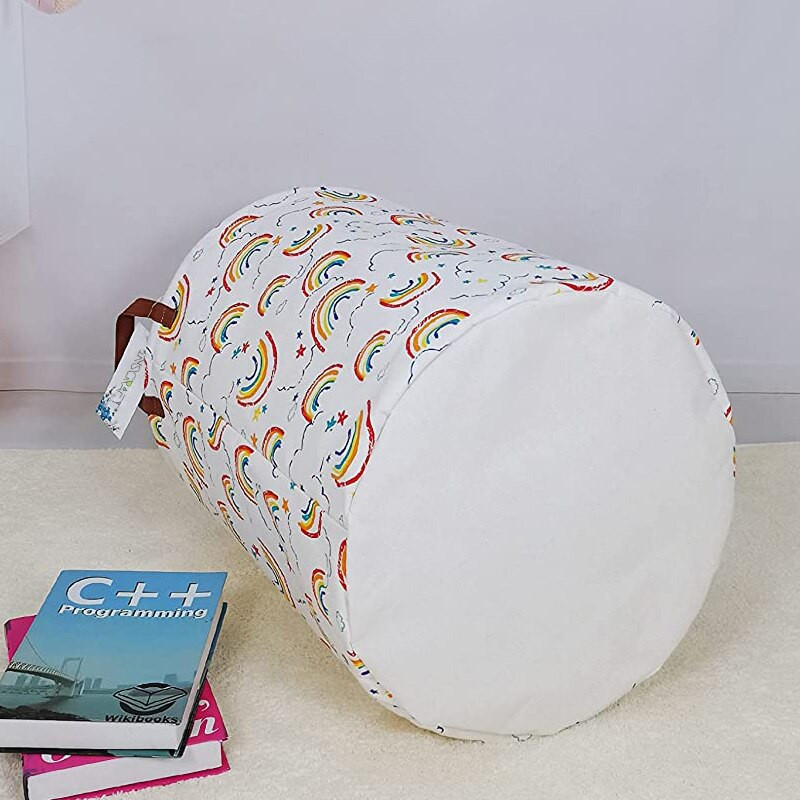 Višenamjenska Rainbow korpa za rublje Vodootporna pamučna košara za pohranu prljave odjeće Sklopivi organizator za igračke Kanta za spavaću sobu Kupaonica