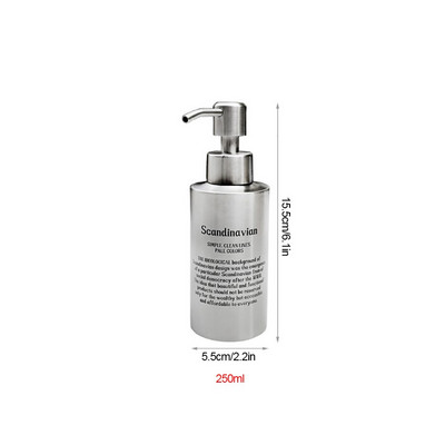 Rozsdamentes acél szappanadagoló Újratölthető üres pumpás palack sampon testápoló testápoló balzsam zuhany adagoló betűvel