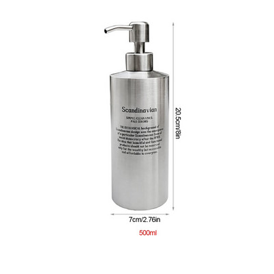 Rozsdamentes acél szappanadagoló Újratölthető üres pumpás palack sampon testápoló testápoló balzsam zuhany adagoló betűvel