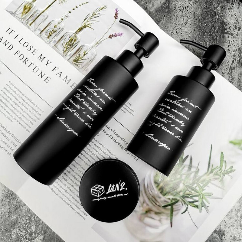 Rozsdamentes acél szappanadagoló Újratölthető üres pumpás palack sampon testápoló testápoló balzsam zuhany adagoló betűvel