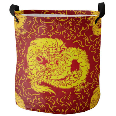 Drakonas viduramžių baltas nešvarių skalbinių krepšelis sulankstomas apvalus vandeniui atsparus namų organizatorius krepšelis Drabužiai vaikams žaislų laikymo krepšelis