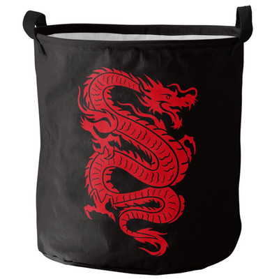 Drakonas viduramžių baltas nešvarių skalbinių krepšelis sulankstomas apvalus vandeniui atsparus namų organizatorius krepšelis Drabužiai vaikams žaislų laikymo krepšelis