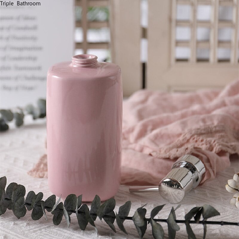 Nordic Style rózsaszín kerámia folyékony szappanadagoló sampon palack lotion palack csuklópánt kézi adagoló fürdőszobai utazási kellékek