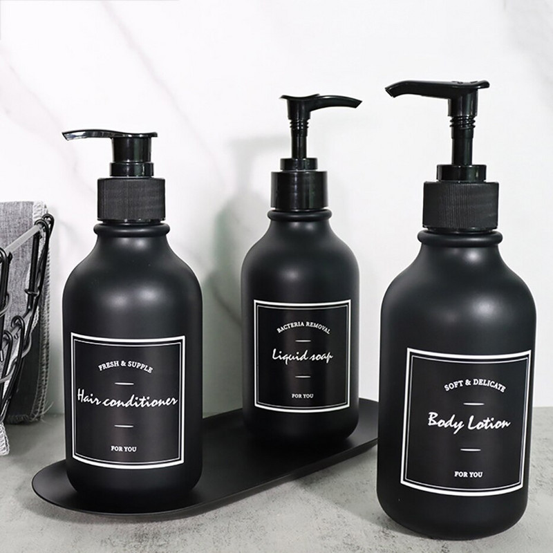 300 ml Muilo dozatorius Šampūnas Kūno prausiklis Kondicionierius Juoda Užpildomas tuščias butelis vonios dušo rinkinys Kelioninis dėklas